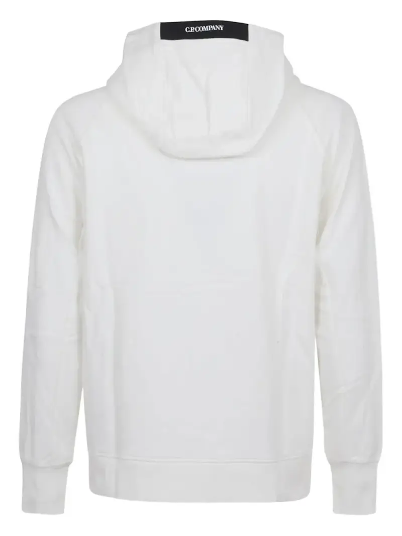 Felpa con Cappuccio e Chiusura Zip Bianco miniatura 2