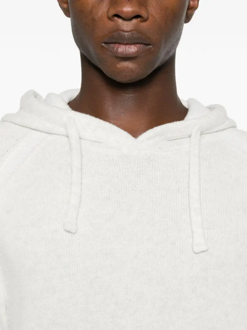 Felpa con Cappuccio e Patch Logo Sulla Manica Bianco miniatura 3