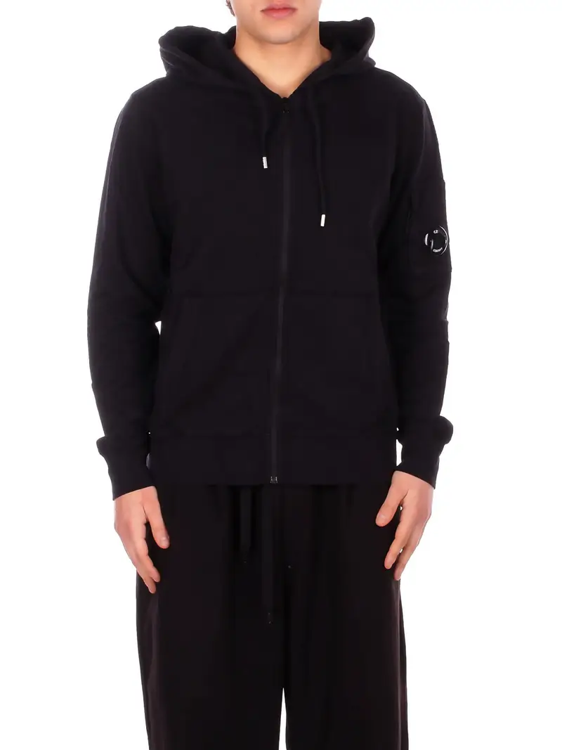 Felpa Uomo CP COMPANY Black Light fleece zip hooded lens s