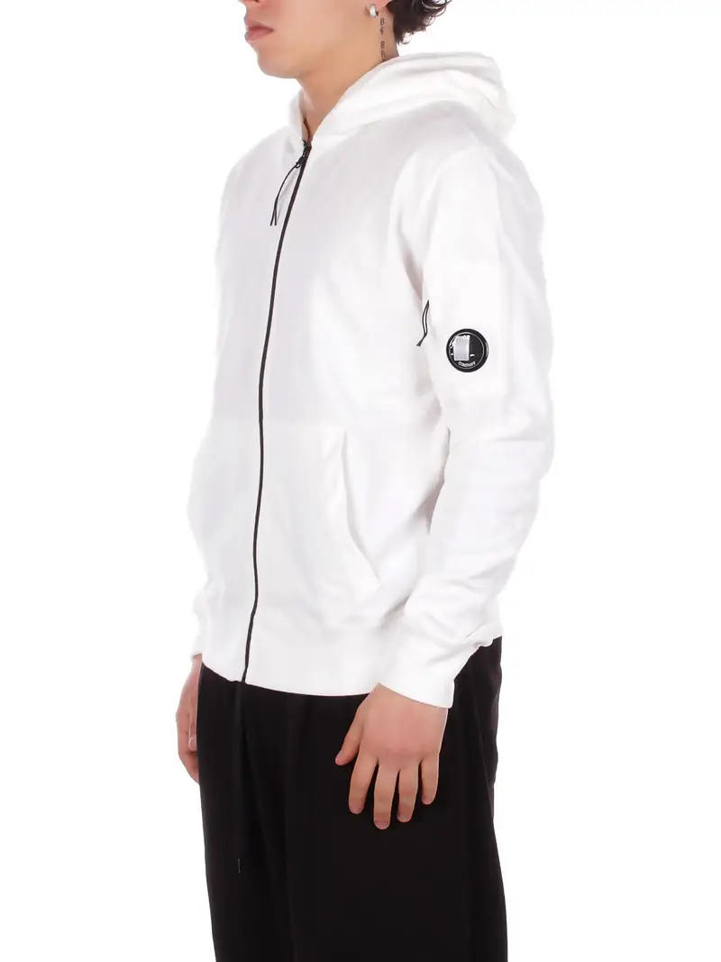 Felpa Uomo CP COMPANY Gauze white Light fleece zip hooded lens s miniatura 2