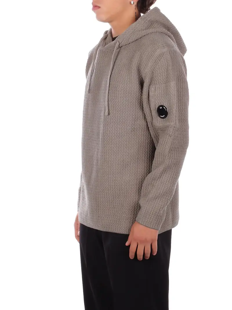 Felpa Uomo CP COMPANY Grigio Knitwear hooded in chenille co miniatura 2