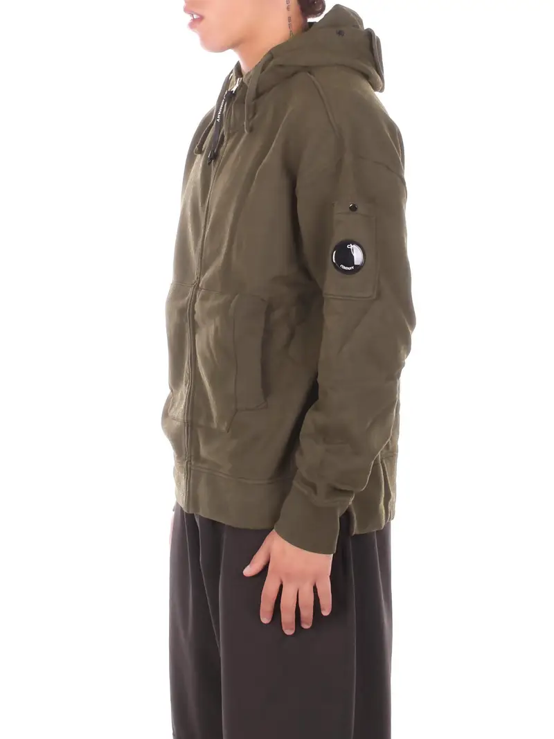 Felpa Uomo CP COMPANY Ivy green Sweatshirts hooded open in bru miniatura 2