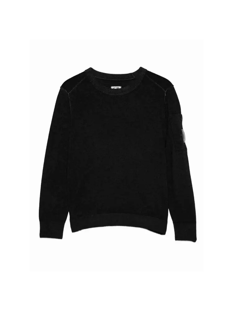 maglia junior nera con taschino sul braccio e logo oblo