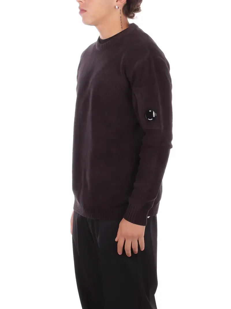Maglia Uomo CP COMPANY Black Knitwear crew neck in chenille miniatura 2