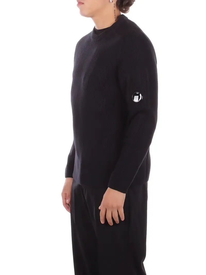 Maglia Uomo CP COMPANY Black Knitwear crew neck in full rib miniatura 2