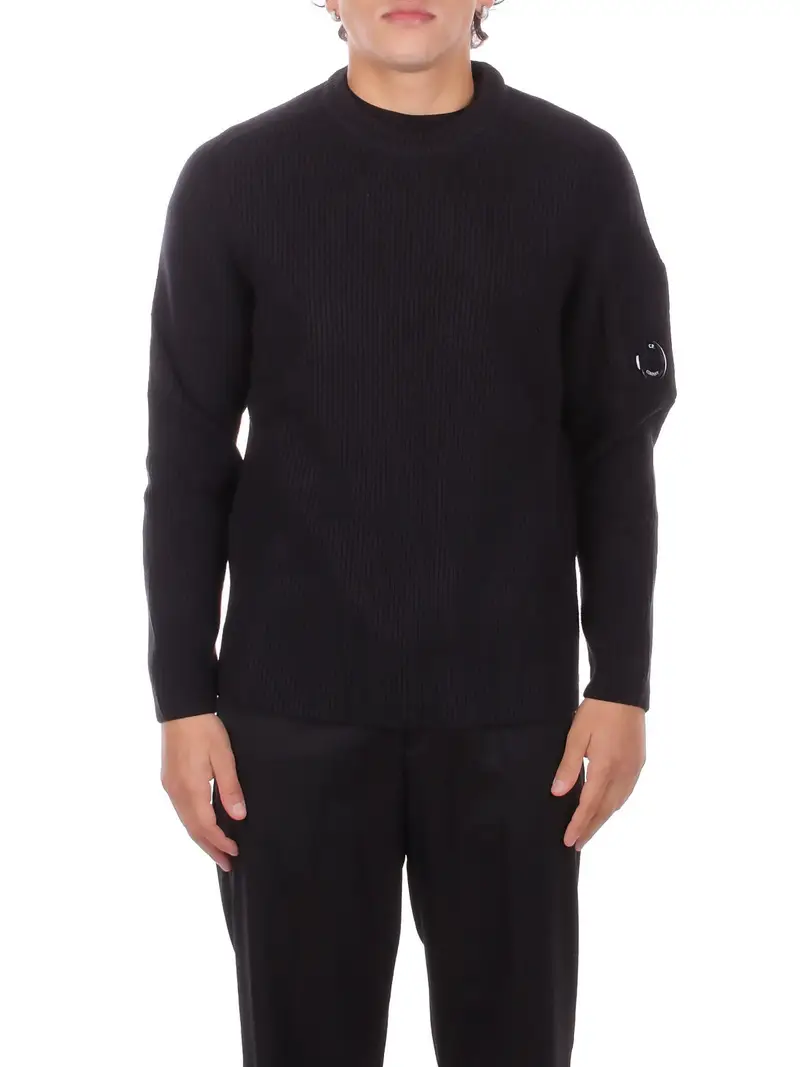 Maglia Uomo CP COMPANY Black Knitwear crew neck in full rib