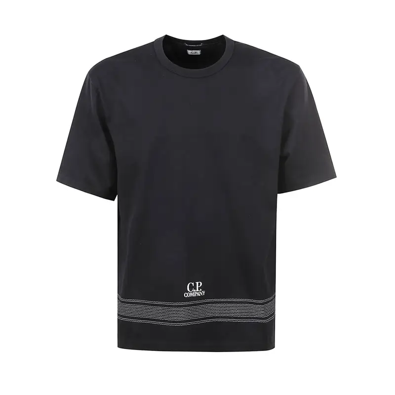 t-shirt uomo in cotone nero con logo ricamato