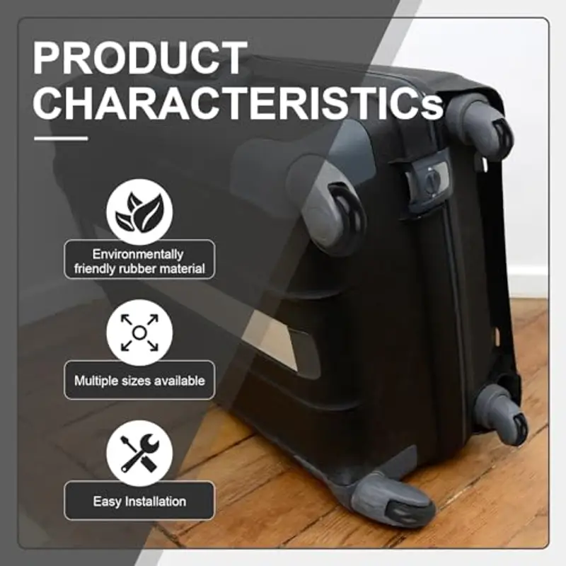 CPROSP 4x Ruote per Valigie Ricambio 70 * 24mm, Ruote in Gomma per Valigia, Ruote di Ricambio per Valigia, Trolley miniatura 3