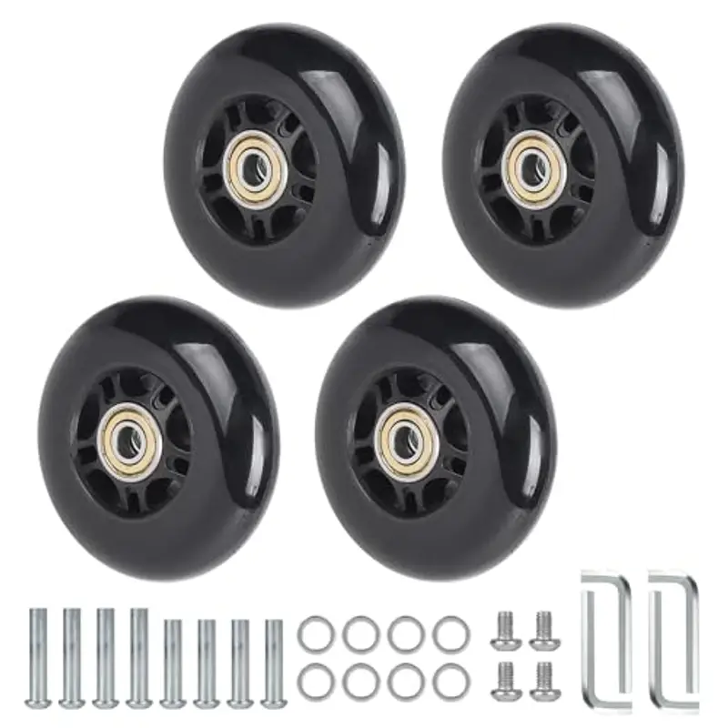 CPROSP 4x Ruote per Valigie Ricambio 80 * 24mm, Ruote in Gomma per Valigia, Ruote di Ricambio per Valigia, Trolley,
