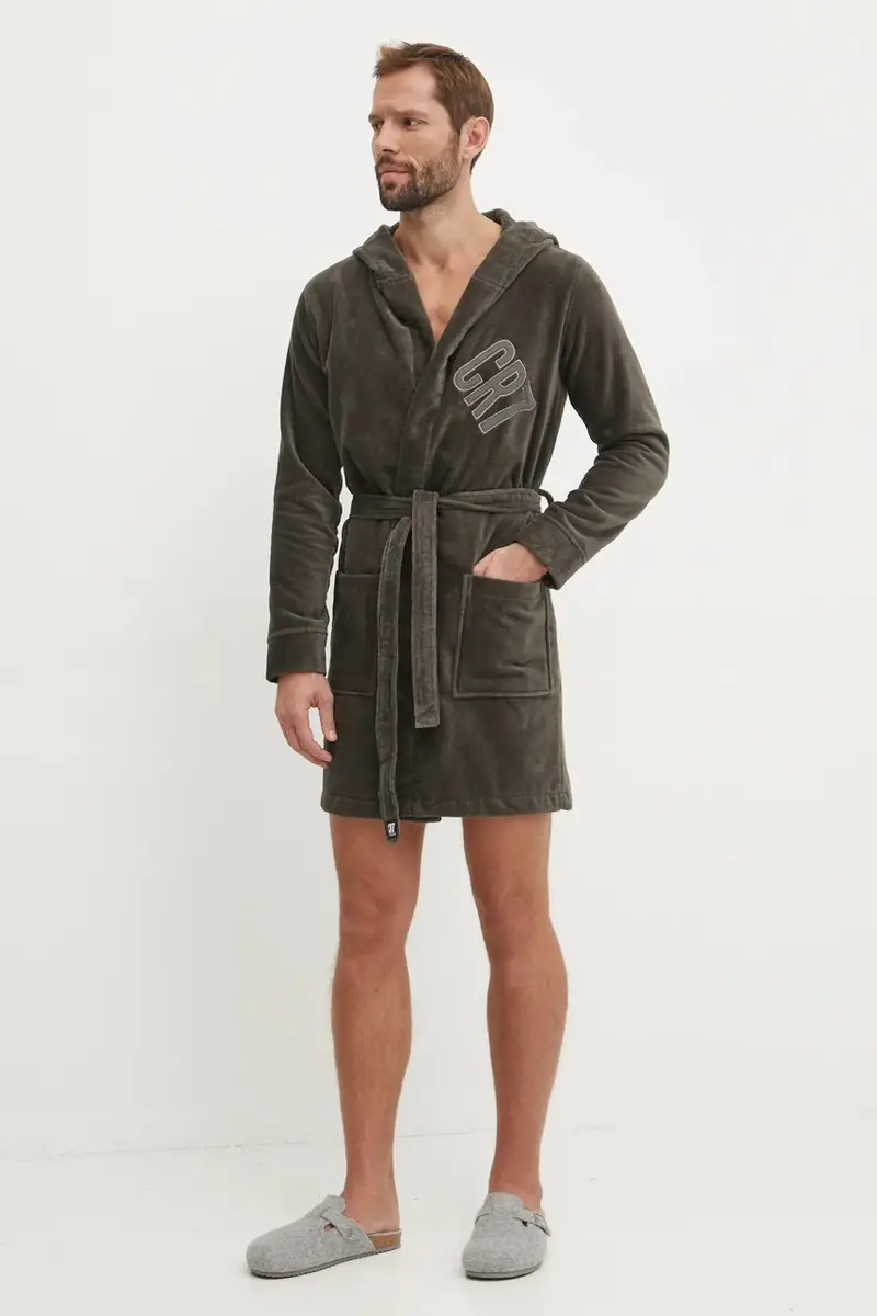 accappatoio in cotone Grigio miniatura 2