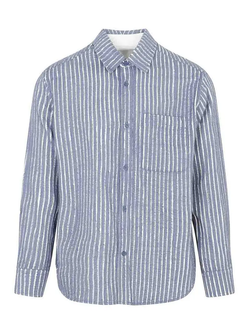 Camicia a righe sfilacciata a mano Bianco