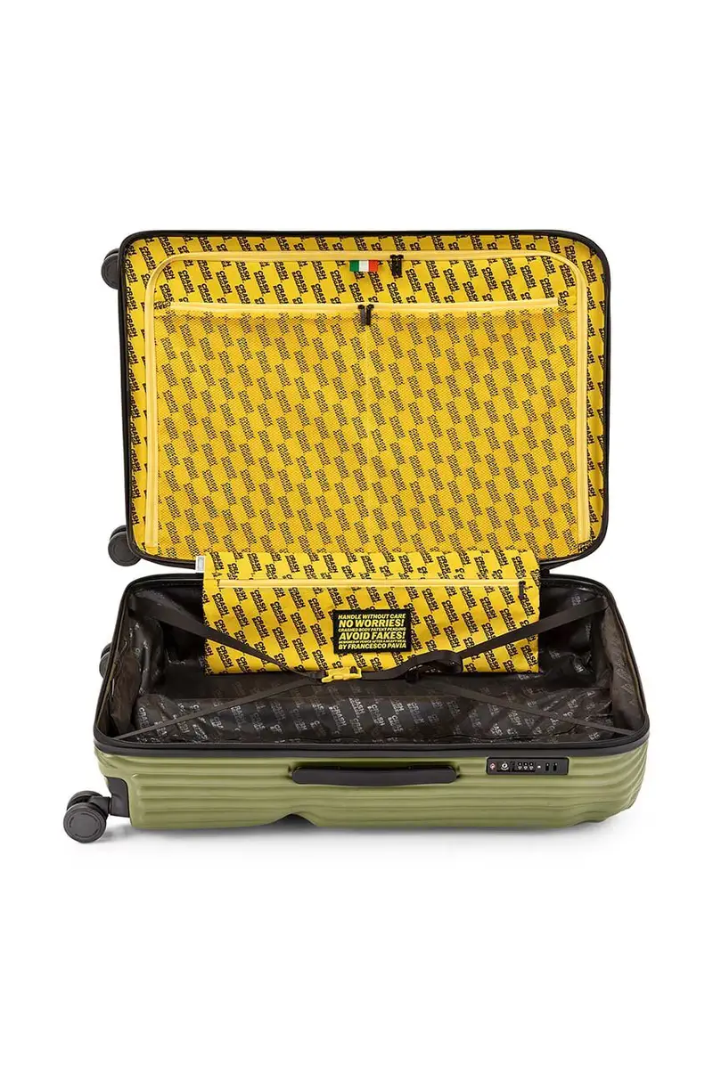 valigia STRIPE Large cm colore giallo CB153 Verde miniatura 4