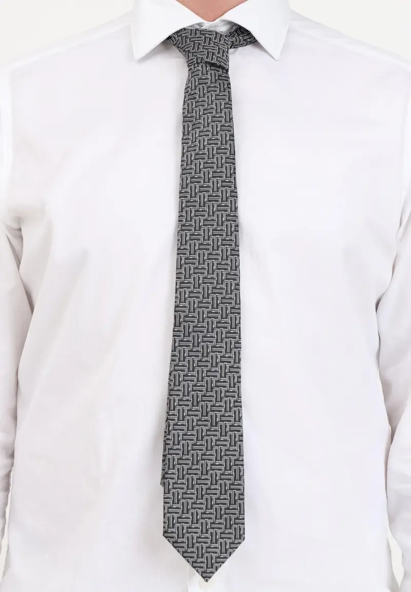 Cravatta grigia da uomo con fantasia astratta