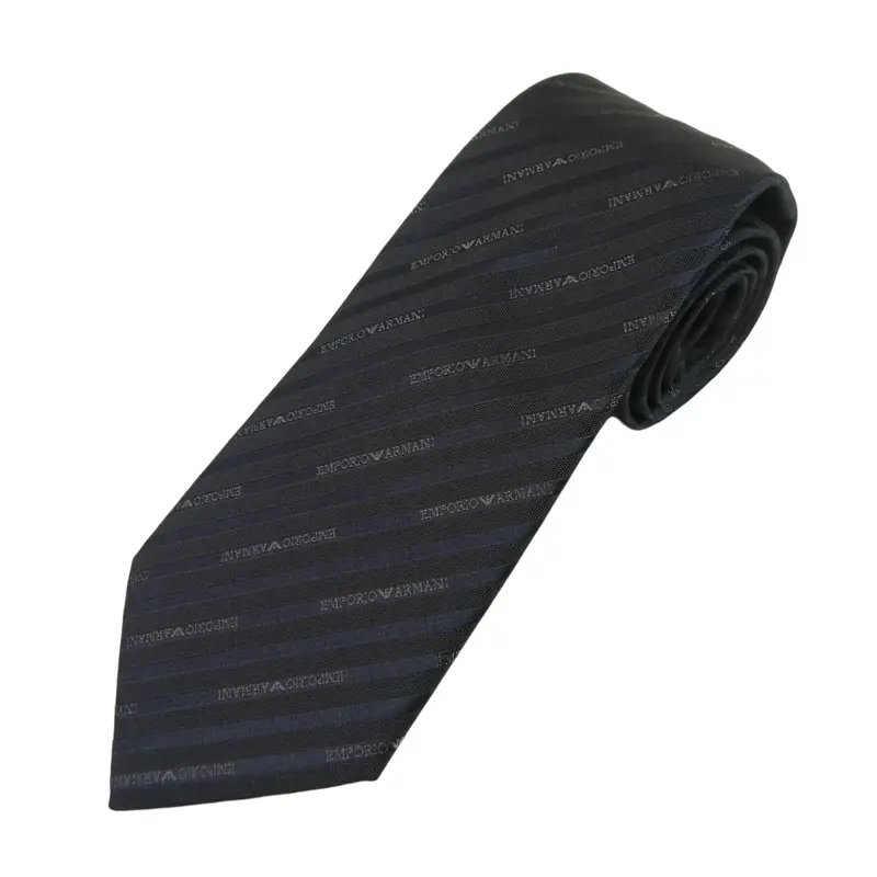 Cravatta Seta Blu Marine Righe Logo EMPORIO [Emporio Armani] AN-872 [Articolo]
