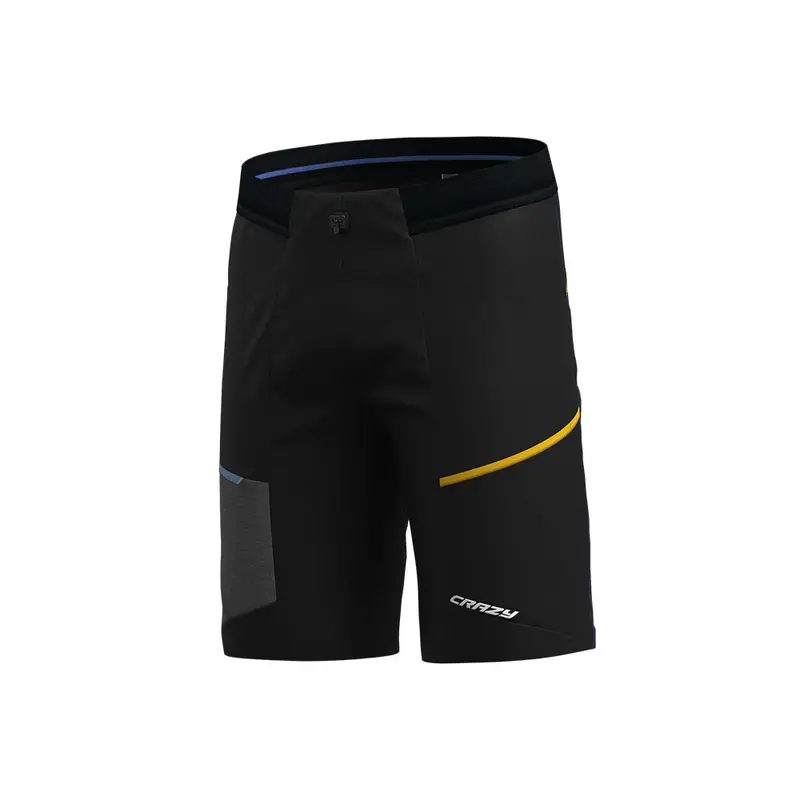 Pantaloni Corti Trekking Traverse Nero Blu Giallo Uomo L