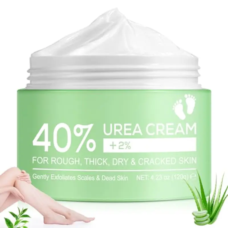 Crema Urea, Urea Crema al 40%, con Acido Ssalicilico al 2% e Acido Ialuronico, Melaleuca e Aloe Vera per Un'idratazione Profonda, per Piedi, Mani, Talloni, Gomiti, Unghie e Ginocchia