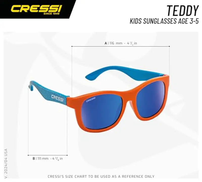 Cressi Teddy Sunglasses, Occhiali da Sole Unisex Bambino, Giallo Blu Fish/Lenti Specchiate Blu, 3 miniatura 3