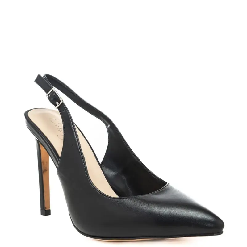 slingback alti da donna con design essenziale e tacco a punta neri miniatura 2