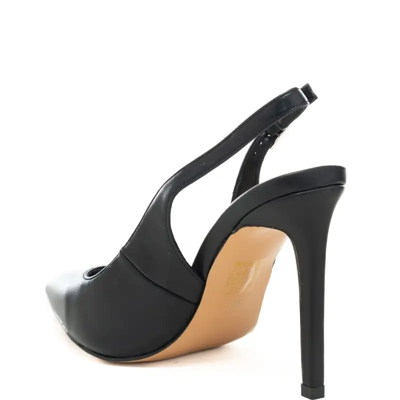 slingback alti da donna con design essenziale e tacco a punta neri miniatura 3