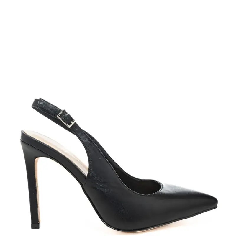 slingback alti da donna con design essenziale e tacco a punta neri
