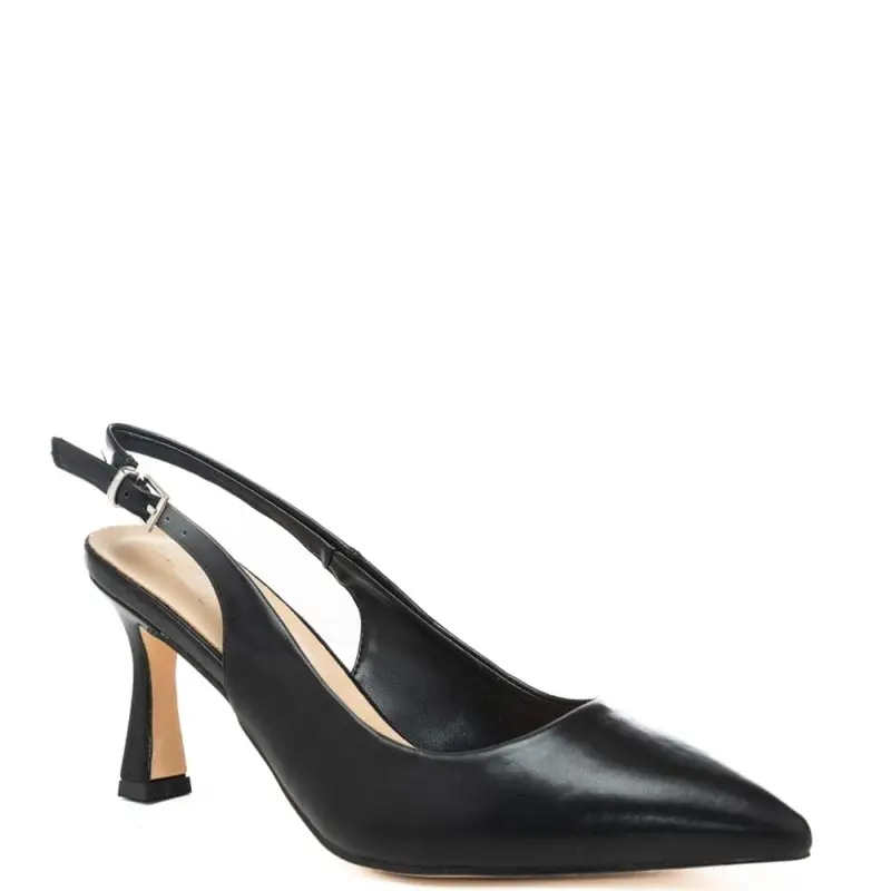 slingback alti da donna con design essenziale e tacco a rocchetto neri miniatura 2