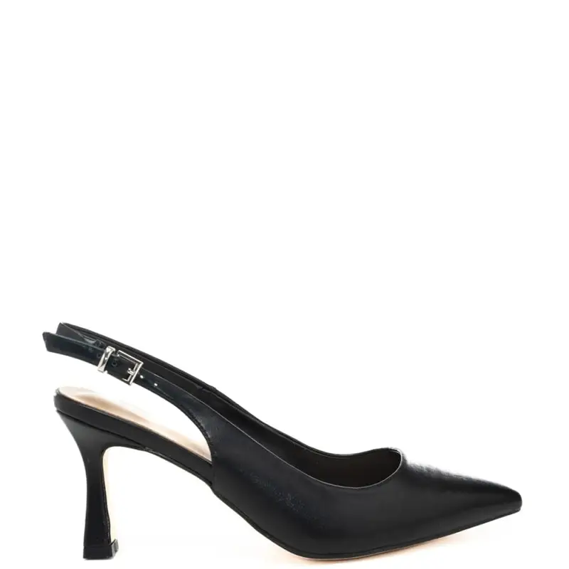 slingback alti da donna con design essenziale e tacco a rocchetto neri