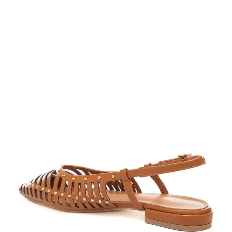 slingback bassi da donna con tomaia laminata traforata e borchie cuoio miniatura 3