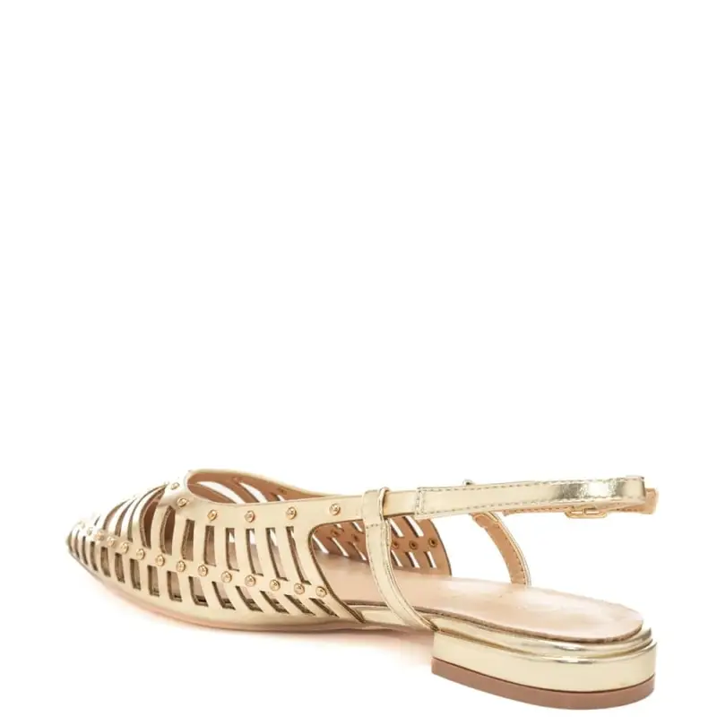 slingback bassi da donna con tomaia laminata traforata e borchie platino miniatura 3