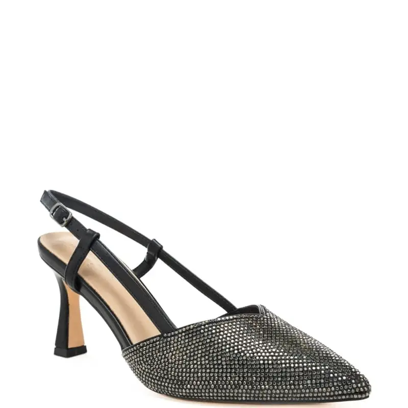 slingback da donna con strass all over sulla parte frontale neri miniatura 2