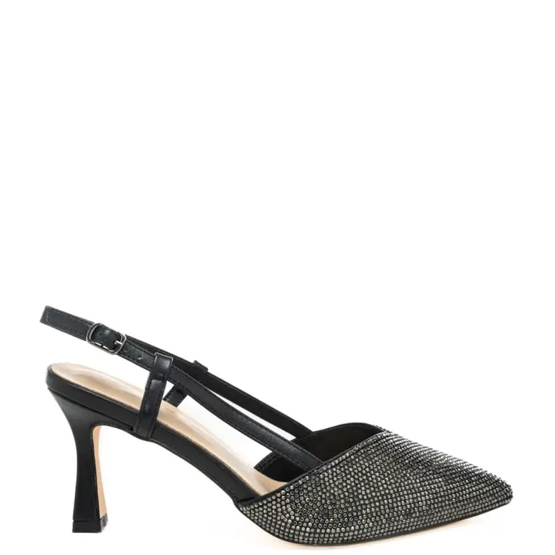 slingback da donna con strass all over sulla parte frontale neri