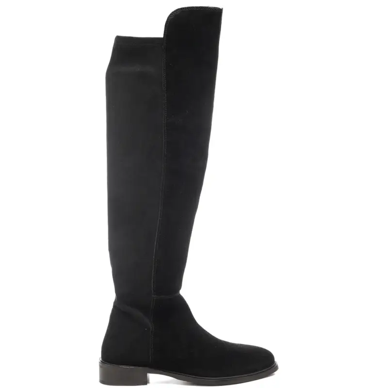 stivali alti da donna con tomaia in camoscio neri