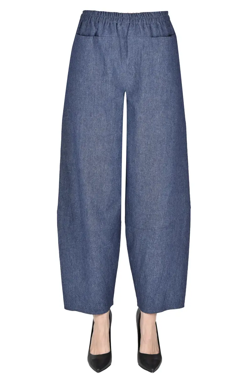 Pantaloni cropped gamba larga