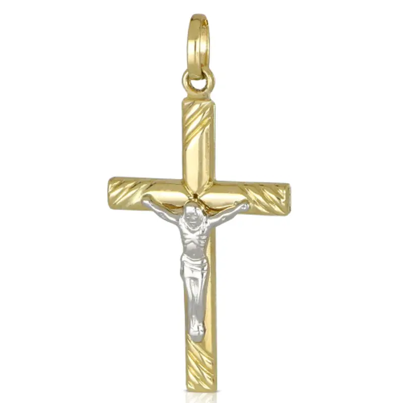 Croce da uomo in Oro Giallo e Bianco 803321713032