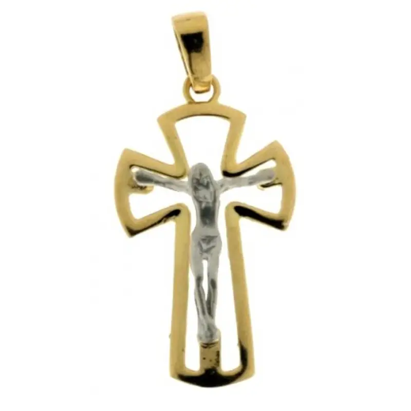 Croce da uomo in Oro Giallo e Bianco 803321714064