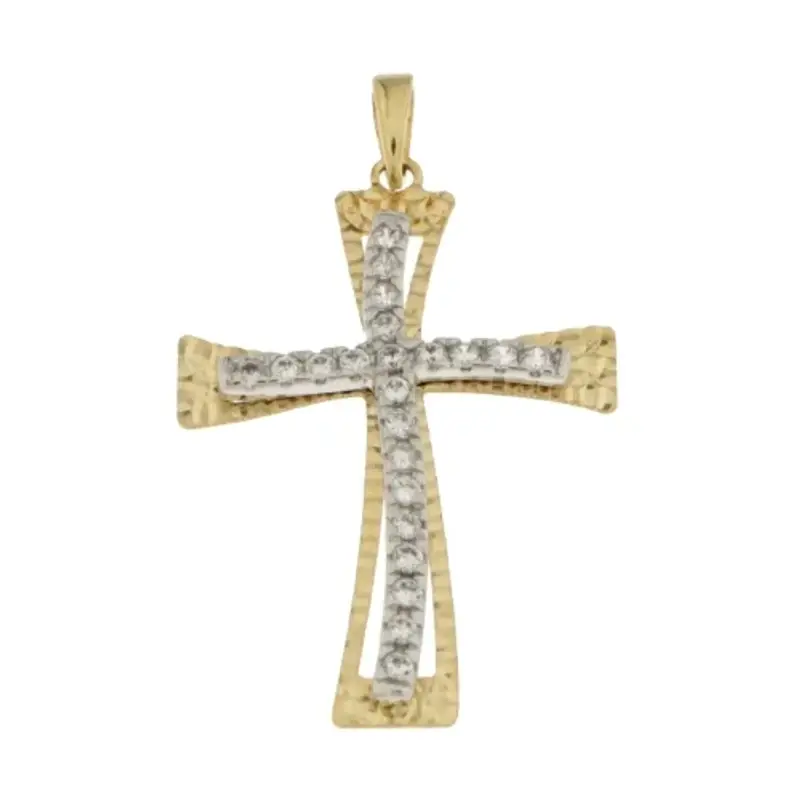 Croce Donna Oro Giallo Bianco GL100593