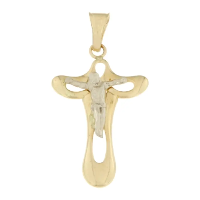 Croce Uomo Oro Giallo Bianco GL100506