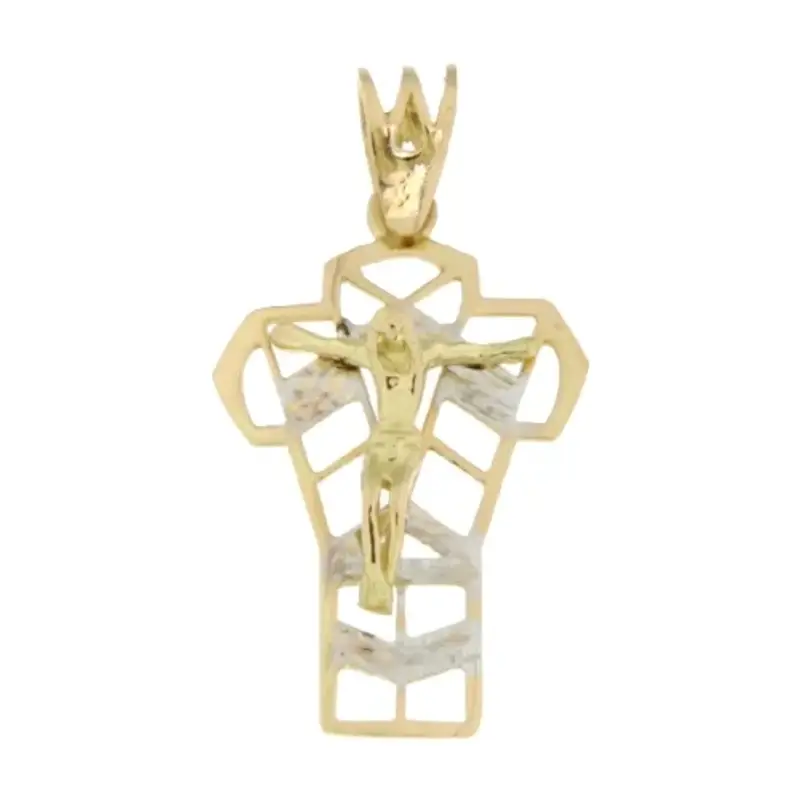 Croce Uomo Oro Giallo Bianco GL100513