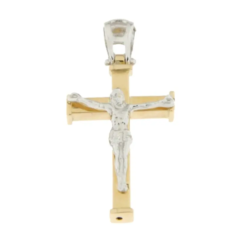 Croce Uomo Oro Giallo Bianco GL100518