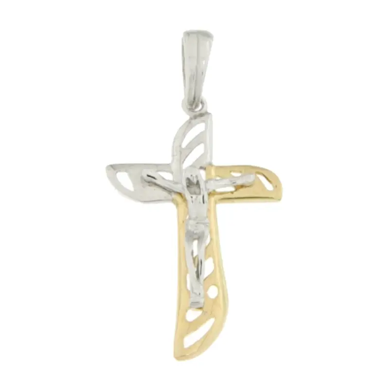 Croce Uomo Oro Giallo Bianco GL100520