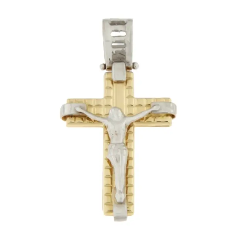 Croce Uomo Oro Giallo Bianco GL100524