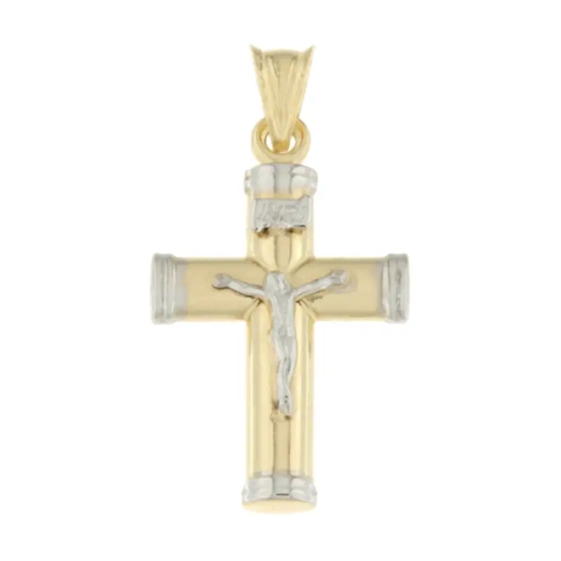 Croce Uomo Oro Giallo Bianco GL100537