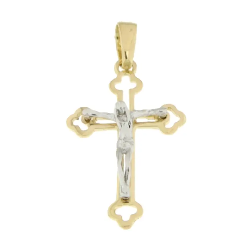 Croce Uomo Oro Giallo Bianco GL100543