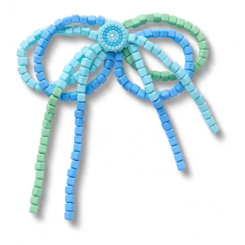 Blue and green beaded bow UCOL