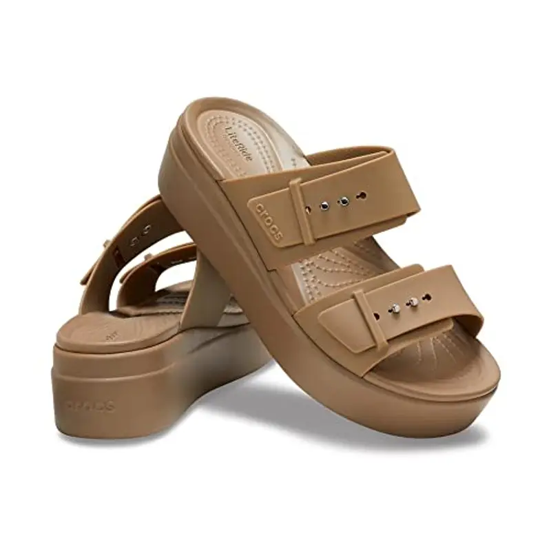 Crocs Brooklyn Buckle Low Wedge, Sandali Donna, Khaki, 38/39 EU miniatura 3