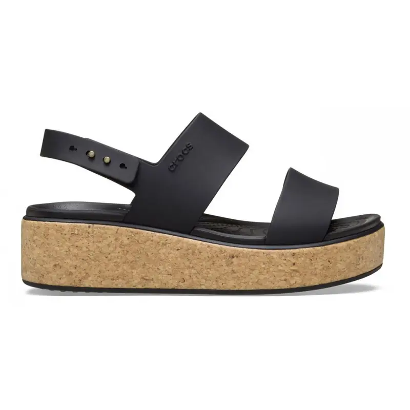 Brooklyn cork low wedge w Black