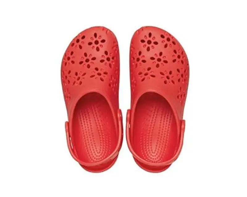 Crocs Classic Floral Cut Out Clog T, Zoccoli Unisex - Bambini e Ragazzi, Cherry Red, 22/23 EU miniatura 3