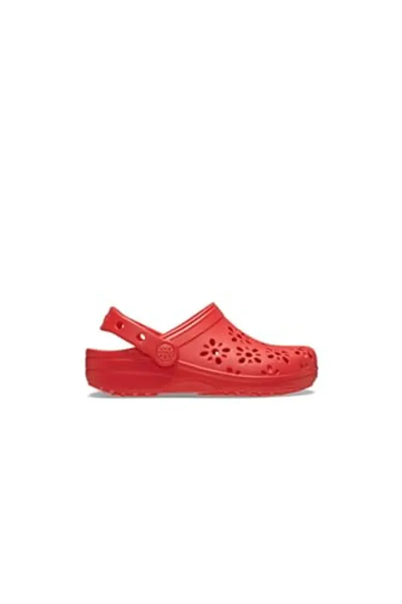 Crocs Classic Floral Cut Out Clog T, Zoccoli Unisex - Bambini e Ragazzi, Cherry Red, 25/26 EU