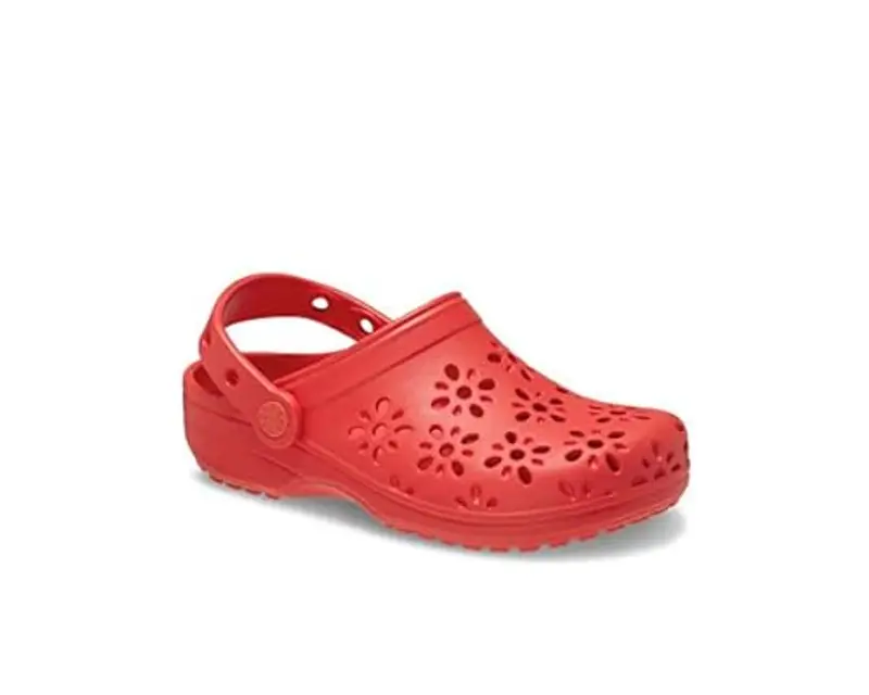 Crocs Classic Floral Cut Out Clog T, Zoccoli Unisex - Bambini e Ragazzi, Cherry Red, 25/26 EU miniatura 2