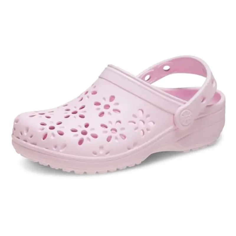 Crocs Classic Floral Cut Out Clog T, Zoccoli Unisex - Bambini e Ragazzi, Pink Milk, 23/24 EU