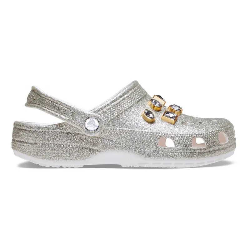 Classic glitter embellished clog w Silver